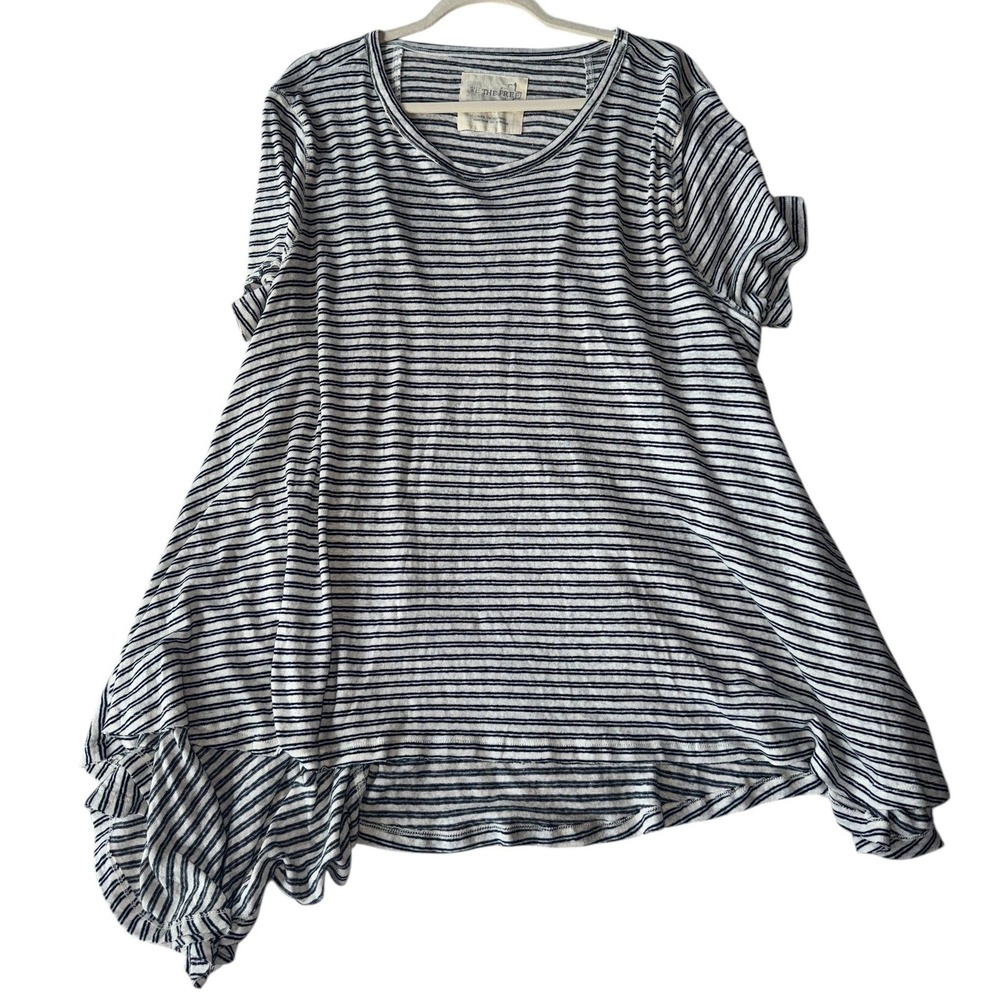 We The Free Striped Asymmetrical‎ Hem Tunic Top Women OS